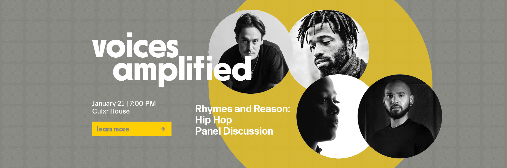 Join us for a free Voices AMPLIFIED! panel discussion about the state of Hip Hop music and culture from a local and national perspective, presented in partnership with Culxr House