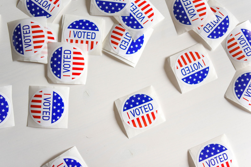 Canva - Stickers with I voted inscription and flag of USA