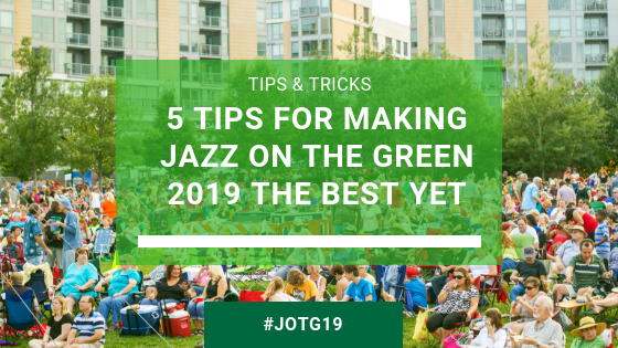 An image of a crowd of people in a park with the text: "5 tips for making Jazz on the Green 2019 the best yet"