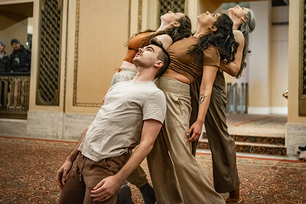 Dancers melding together in Orpheum lobby