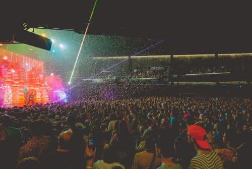 full crowd starting at the stage during concert at steelhouse omaha